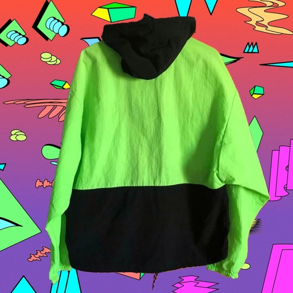 80s Vintage Ocean Equipment Pullover Windbreaker Neon - Picture 3 of 5